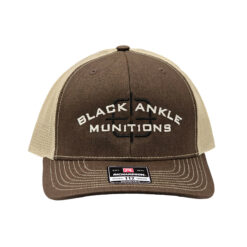 Black Ankle Munitions Hat, Trucker, Embroidered, Brown/Khaki